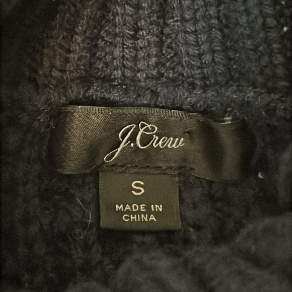 J.Crew Turtleneck Cotton Poncho in Navy - Picture 10 of 13